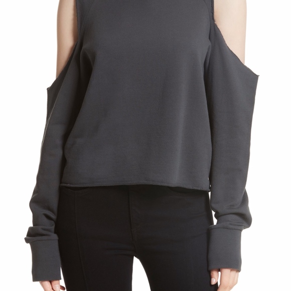 NWT $225 Rag & Bone Standard Issue Gray Cold Shoulder Sweatshirt in size XXS! - Picture 2 of 7